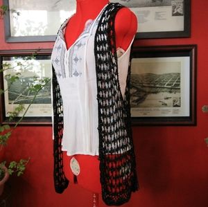 Black Open-Knit Vest